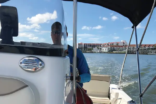 Steve Driving Boat For Repair
